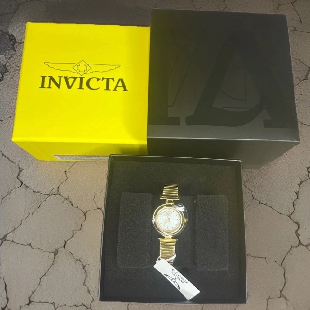 Invicta Celestial Lady Women's Watch 24mm Metal Gold + White, New In Box (69074)